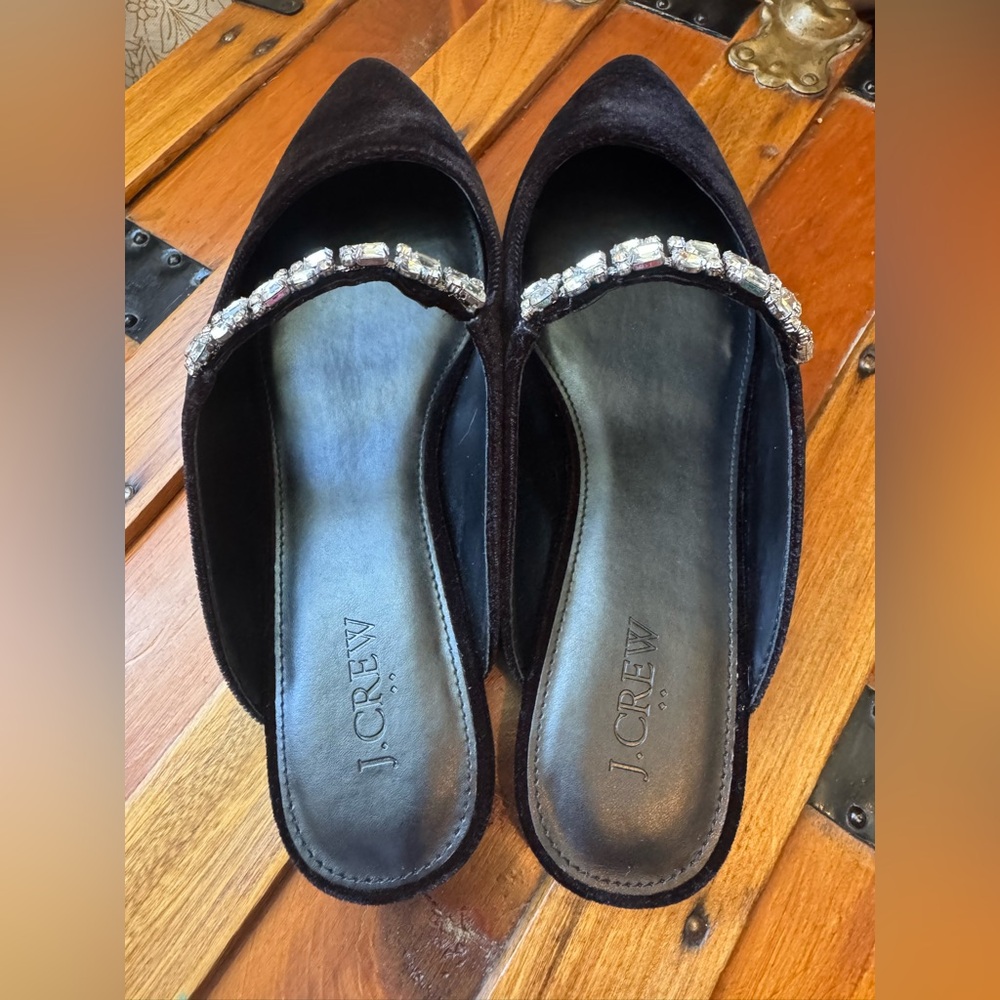 J. Crew Velvet Rhinestone Mules - Picture 7 of 7